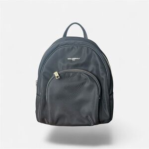 Karl Lagerfeld Paris Black Nylon Backpack Gold Hardware